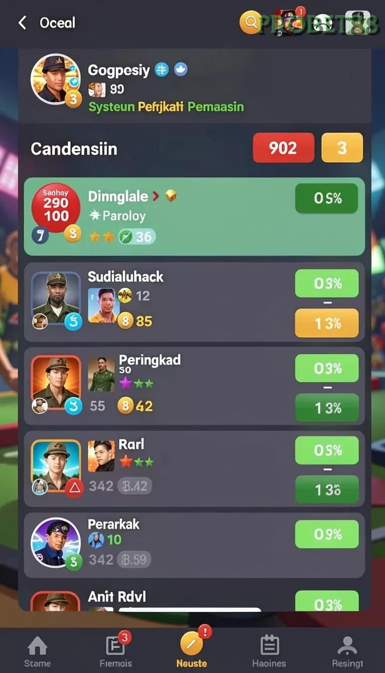Cuplikan layar YOWESTOGEL — menu navigasi